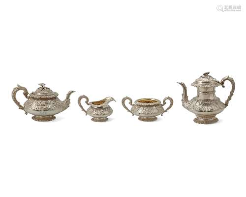 An English sterling silver tea and coffee service by