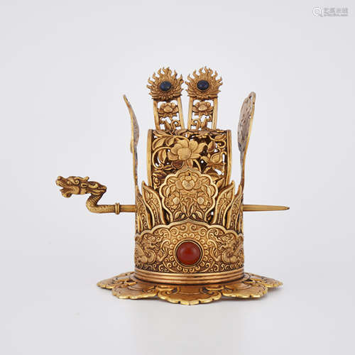 Gilt Hard-Stone Inlaid Prince Crown