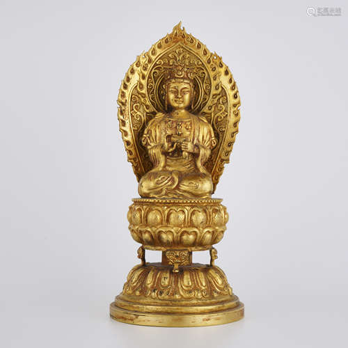 Gilt Bronze Figure of Buddha with Halo