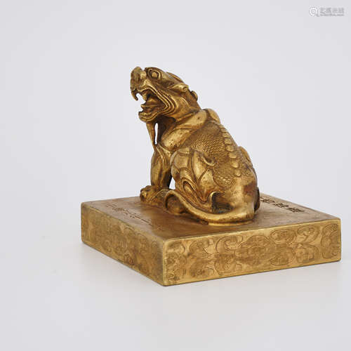 Gilt Bronze Mythical Beast Seal