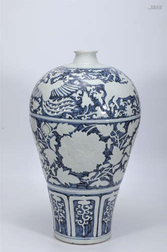 Blue and White Flower Meiping Vase