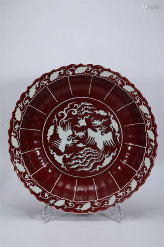 Red Glazed Phoenix Dish