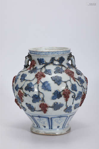 Blue and White Fruits Meiping Vase