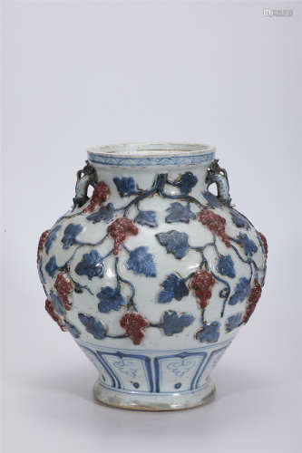 Blue and White Fruits Meiping Vase