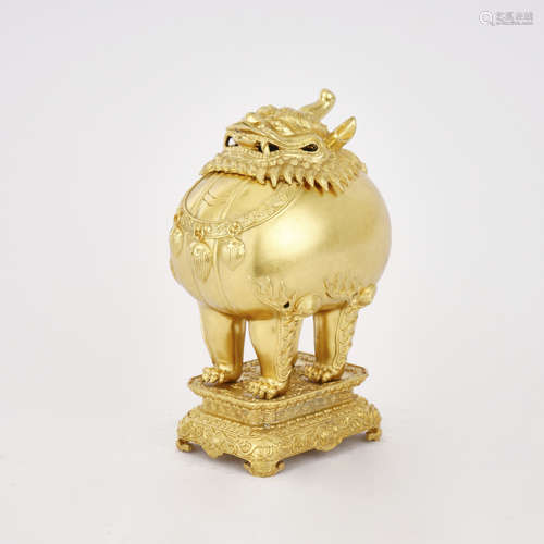 Gilt Bronze Mythical Beast Censer