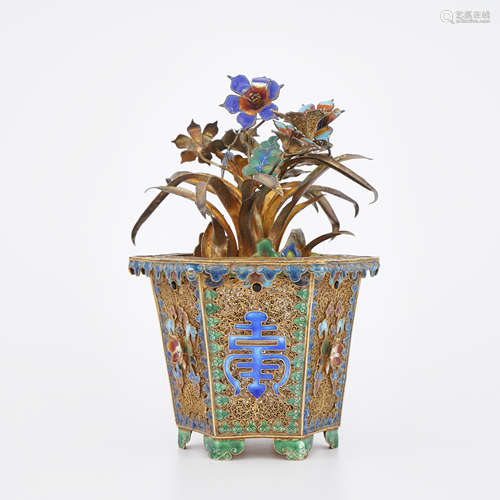 Gilt Enamelled Flowerpot