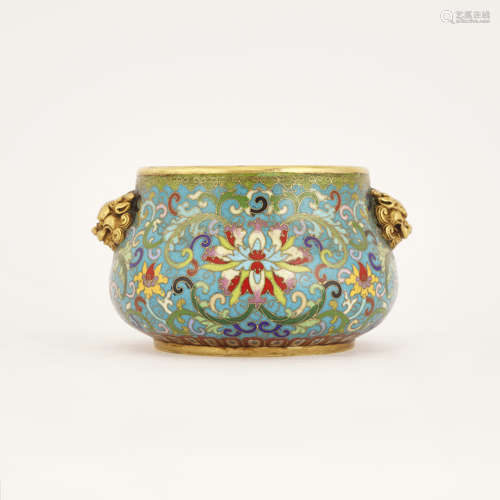 Cloisonne Enamel Lion Handles Censer