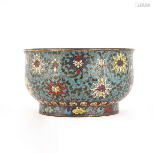 Cloisonne Enamel Scrolling Lotus Censer