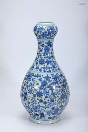 Blue and White Flower Garlic Vase