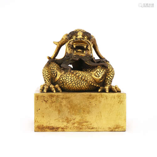 Bronze Gilt Mythical Beast Seal