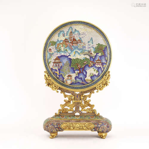 Cloisonne Enamel Landscape Panel