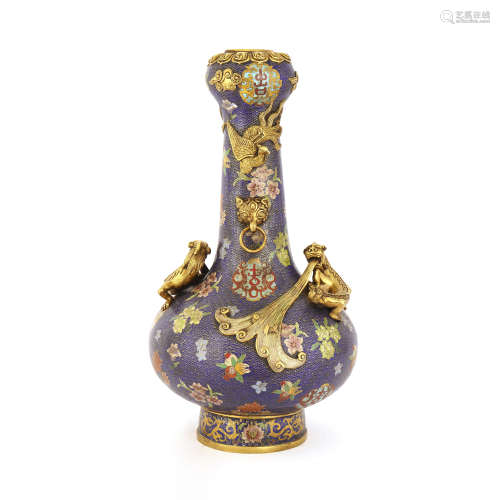 Gilt Enamel Dragon Garlic Vase