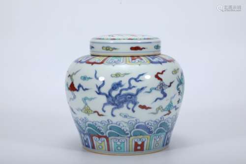 Doucai Mythical Beast Jar