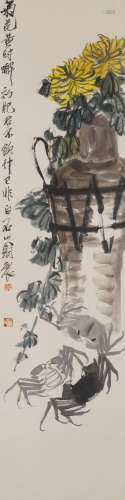 The Chrysanthemum and Crab,Painting by Qi Baishi