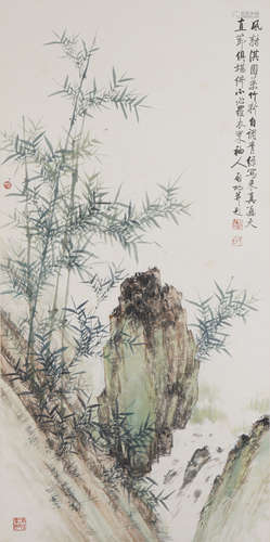 The Bamboo and Rock，Painting by Qigong