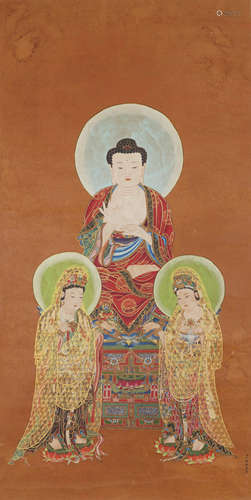 Chinese Buddha Painting by Ding Guanpeng