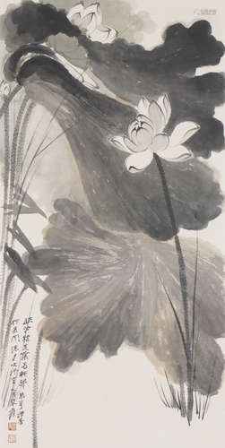 The Lotus，Chinese Painting by Zhang Daqian