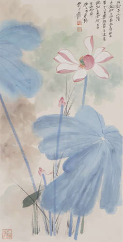 The Lotus，Chinese Painting by Zhang Daqian