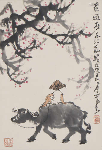 The Shepherd Boy，Chinese Painting by Li Keran