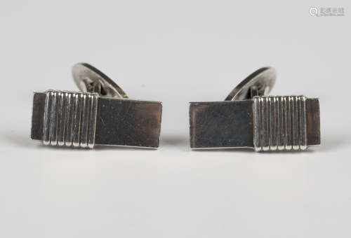 A pair of Georg Jensen silver bar cufflinks, designed by Har...