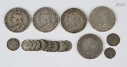 Five crowns, comprising George III 1819, three Victoria Jubi...