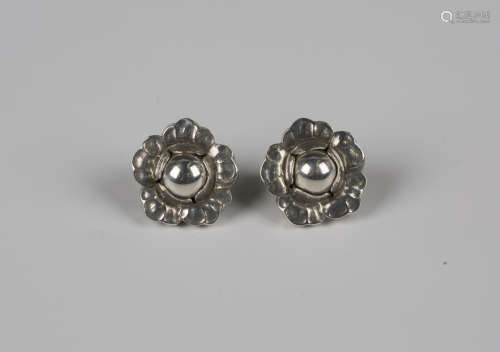A pair of Georg Jensen silver earclips, circa 2002, each des...