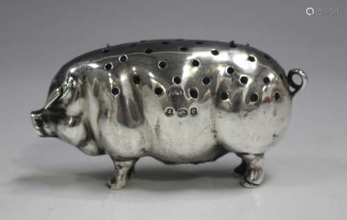 An Edwardian silver novelty hatpin stand in the form of a pi...