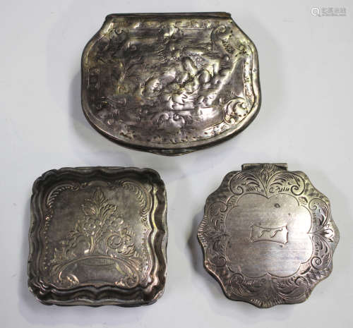 A 19th century Dutch silver snuff box of shaped square form,...