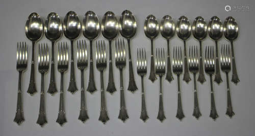 A late Victorian part canteen of silver Albany pattern cutle...