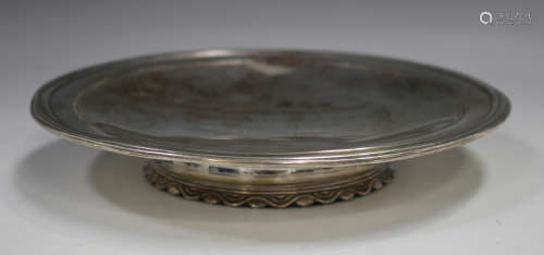 A George VI silver circular tazza, engraved with initials an...