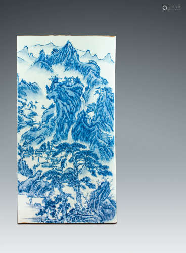 清 山水紋瓷板