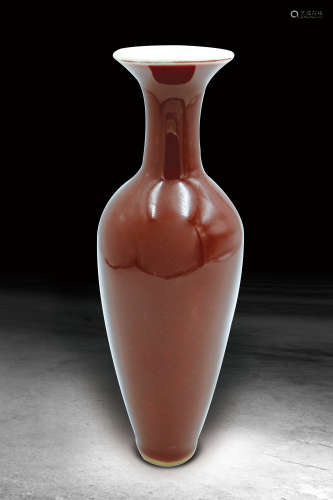 清 紅釉柳葉瓶