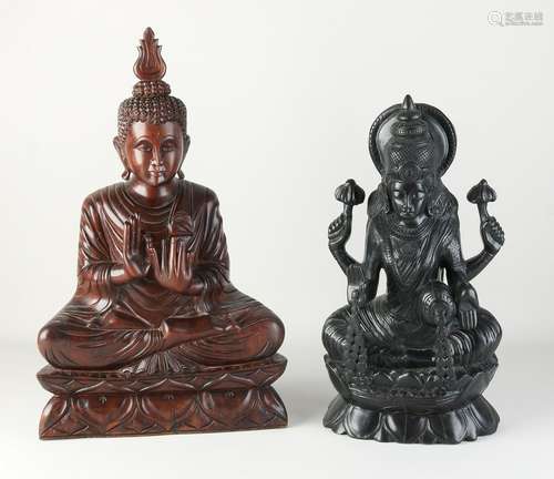 Two wooden Buddhas