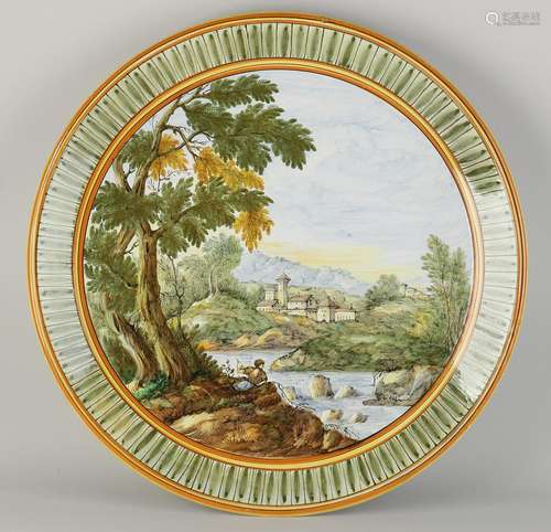 Large Fayence wall dish Ã˜ 46.5 cm.