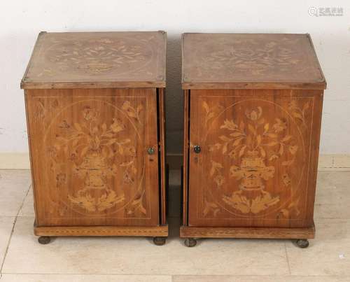 Two bedside tables with marquetry