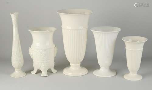 Five creamware vases