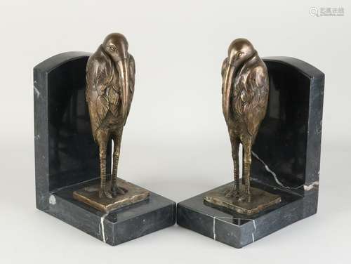 Two bronze bookends, Caribou