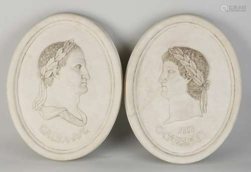 Two marble wall plaques