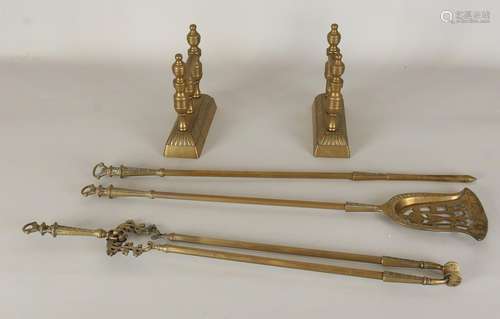 Five-piece brass fireplace set