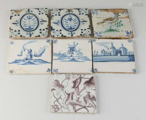 Lot of antique tiles (7x)