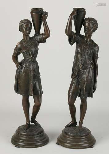 Two bronze statues, Moor