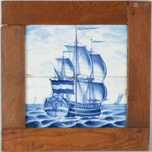 Antique 4-pass tile tableau