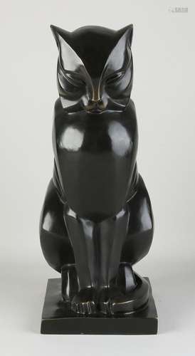 Bronze sculpture, Cat in Art Deco style