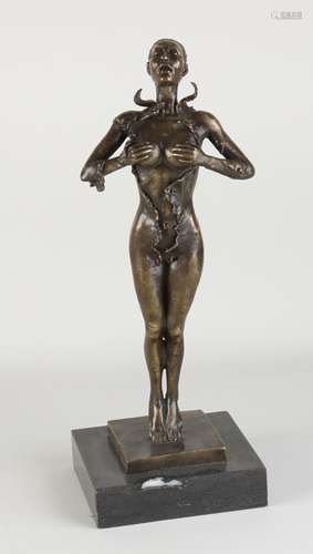 Bronze figure, Lady in catsuit