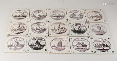 Lot of 15 Dutch wall tiles