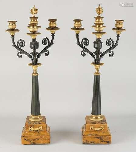 Two French Napoleon II candlesticks