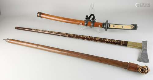 Japanese Katana + two walking sticks