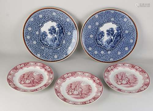 Five antique plates