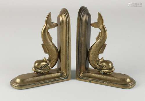 Two bronze bookends