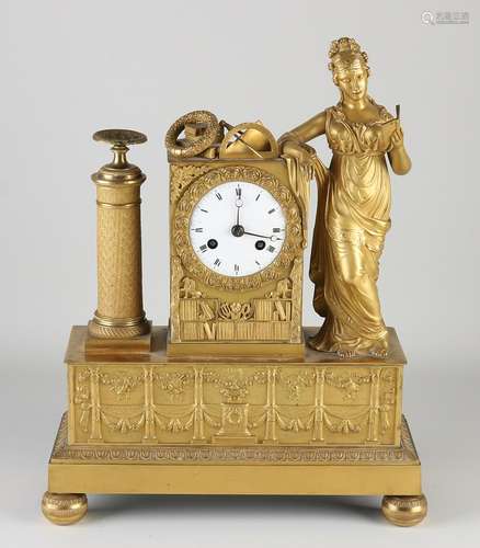 French fire-gilt mantel clock, 1820